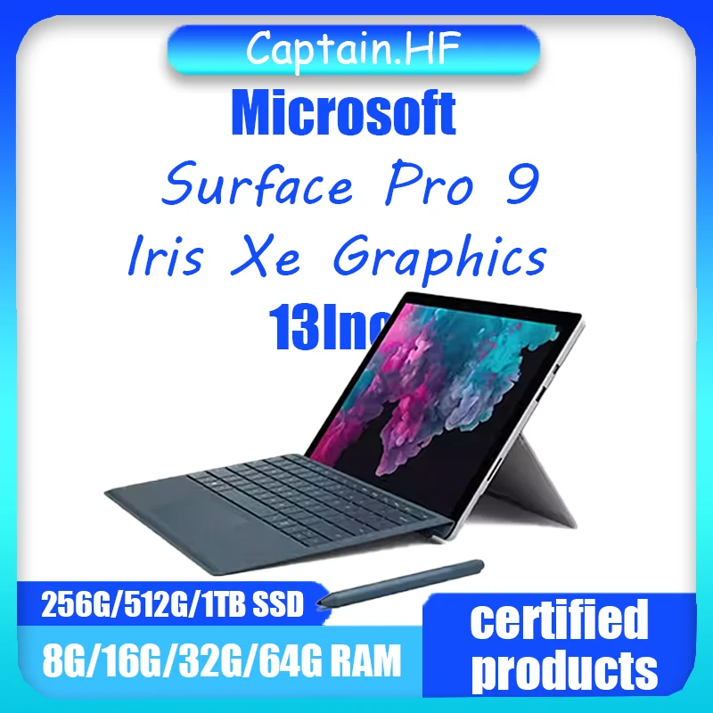 

2022 Surface Pro9 Iris Xe Graphics chip ‎Windows 11 Professional Thin & Lightweight 13Inch 256G/512G/1TSSD 8G/16G/32G/64G RAM.