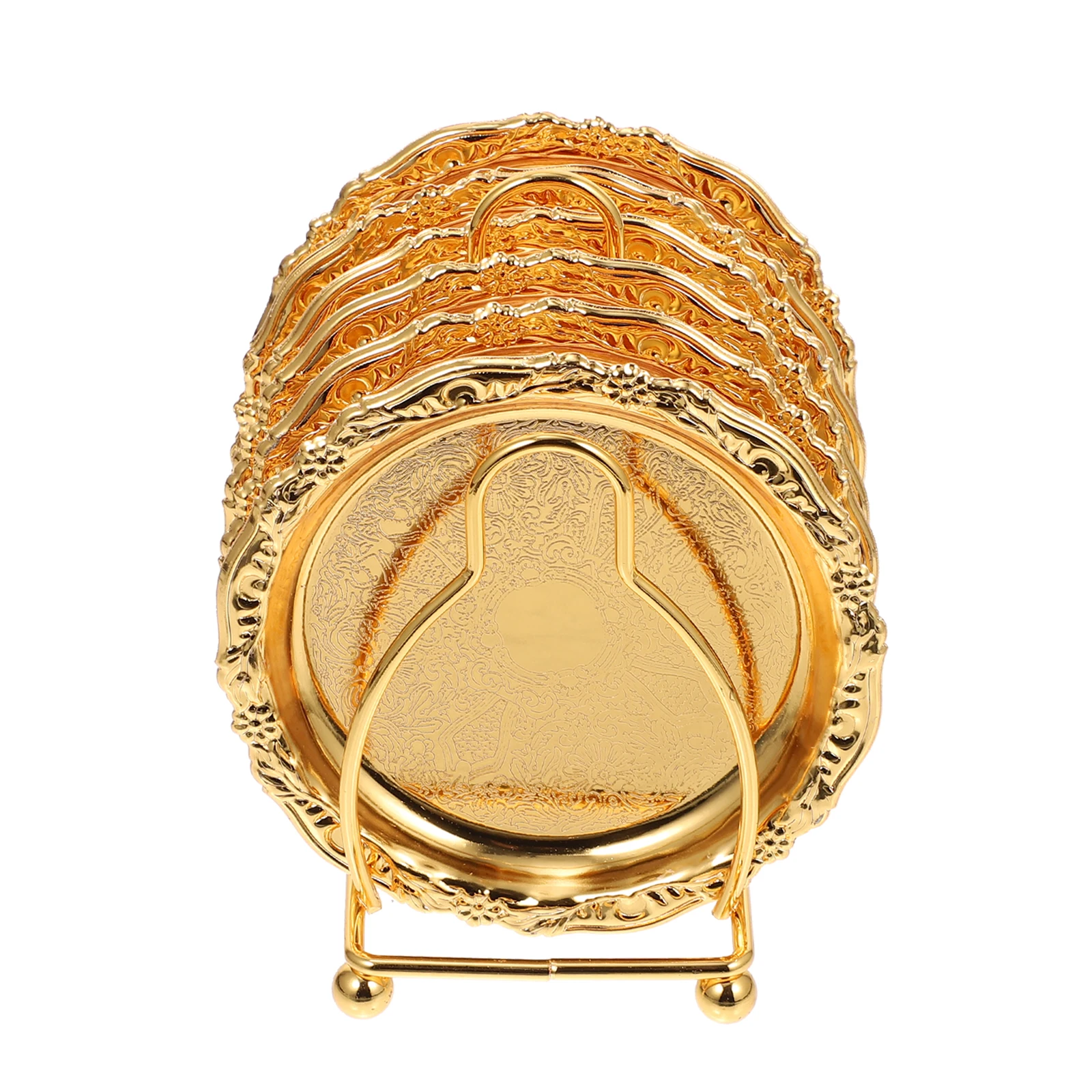 

Metal Coasters Heat Resistant Mats Carved Pattern Cup Tray Kitchen Zinc Alloy Anti Scalding Easy Shape Mat Metal Cup