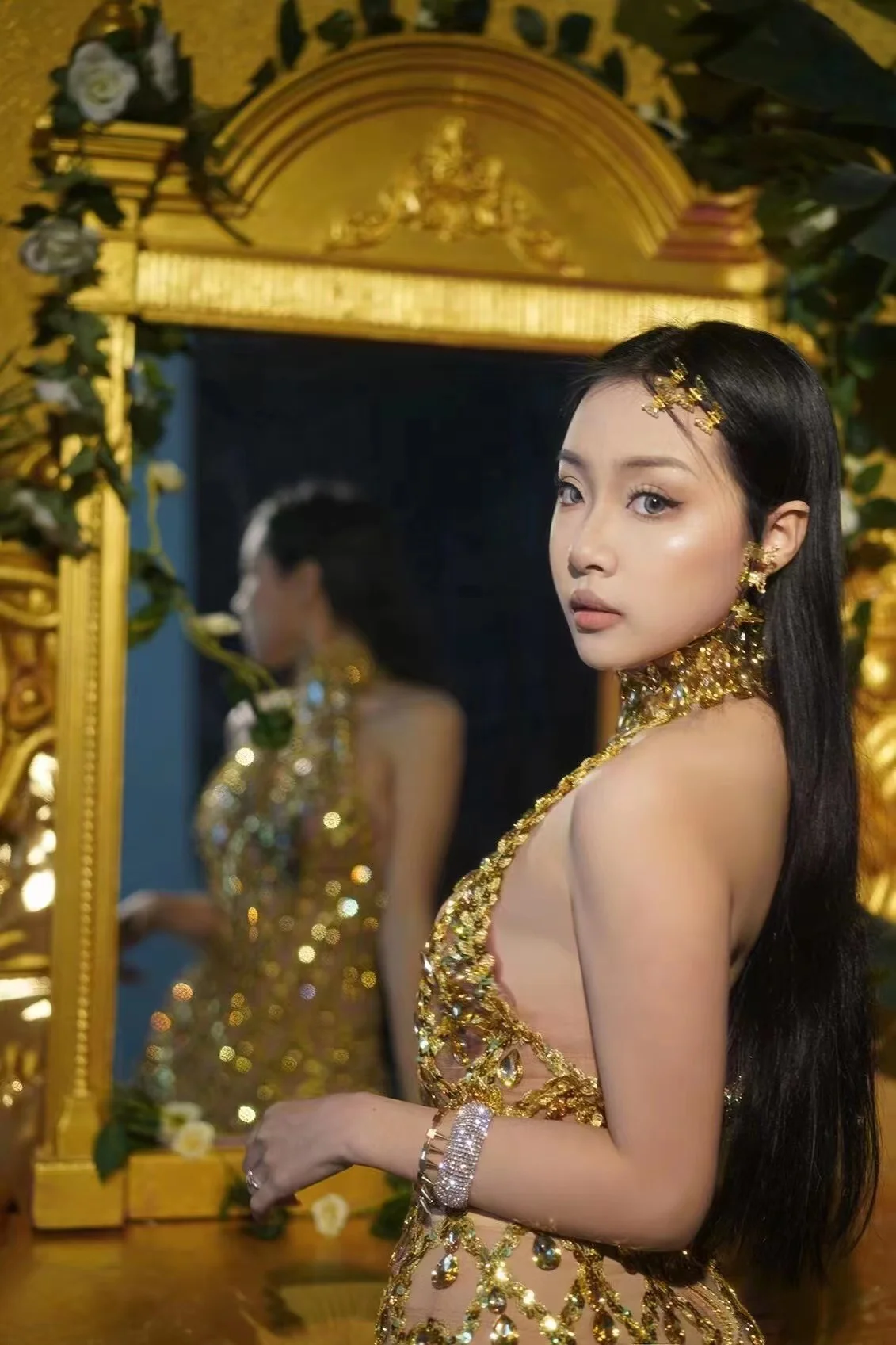 New Brown Skinny Sexy Sparkly Rhinestones Shorts Evening Dress Party Birthday Bar Club Costume Stage Wear Dresses For Women