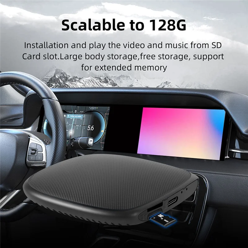 

ABDE-Wireless Carplay Android Ai Box Wired To Wireless Carplay Android Adapter Octa-Core 4G+64G Plug And Play