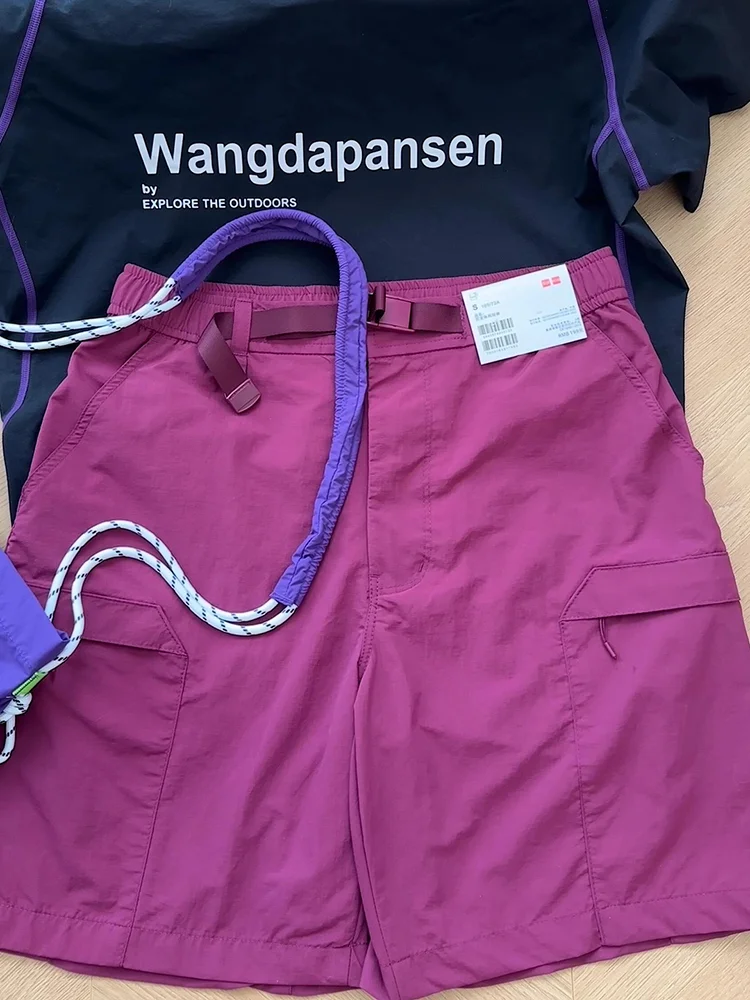 

Dragon Fruit Color Dopne Спецодежда orts Женские летние тонкие повседневные брюки Qui Dry Американский модный бренд Пара с пятью деталями...