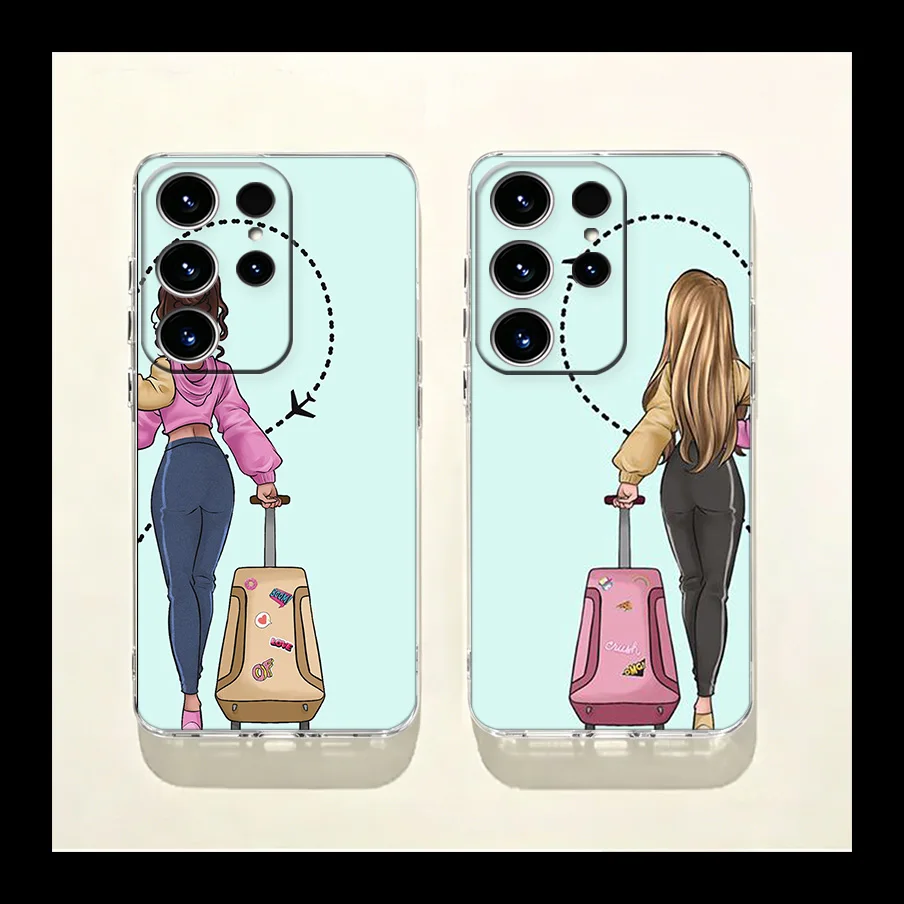 Vogue Girl Travel Phone Case for Samsung Galaxy S26 Edge S25 S24 FE S23 Plus S22 Ultra S20FE Cover Camera Protection