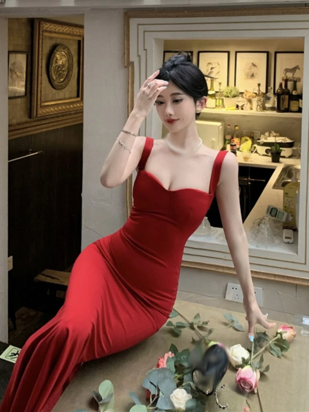 Godd Sle Long Fi Tail ثوب صيفي جديد Faion اللون مثير سليم صالح Strapl Dr العصرية المرأة الدكتور