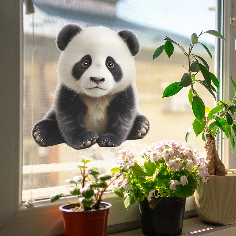 Cartoon Cute Baby Panda Vinyl Mural Stickers on the Glass Doors Windows Walls for Home Decoration Rooms Waterproof UV Wallpaper