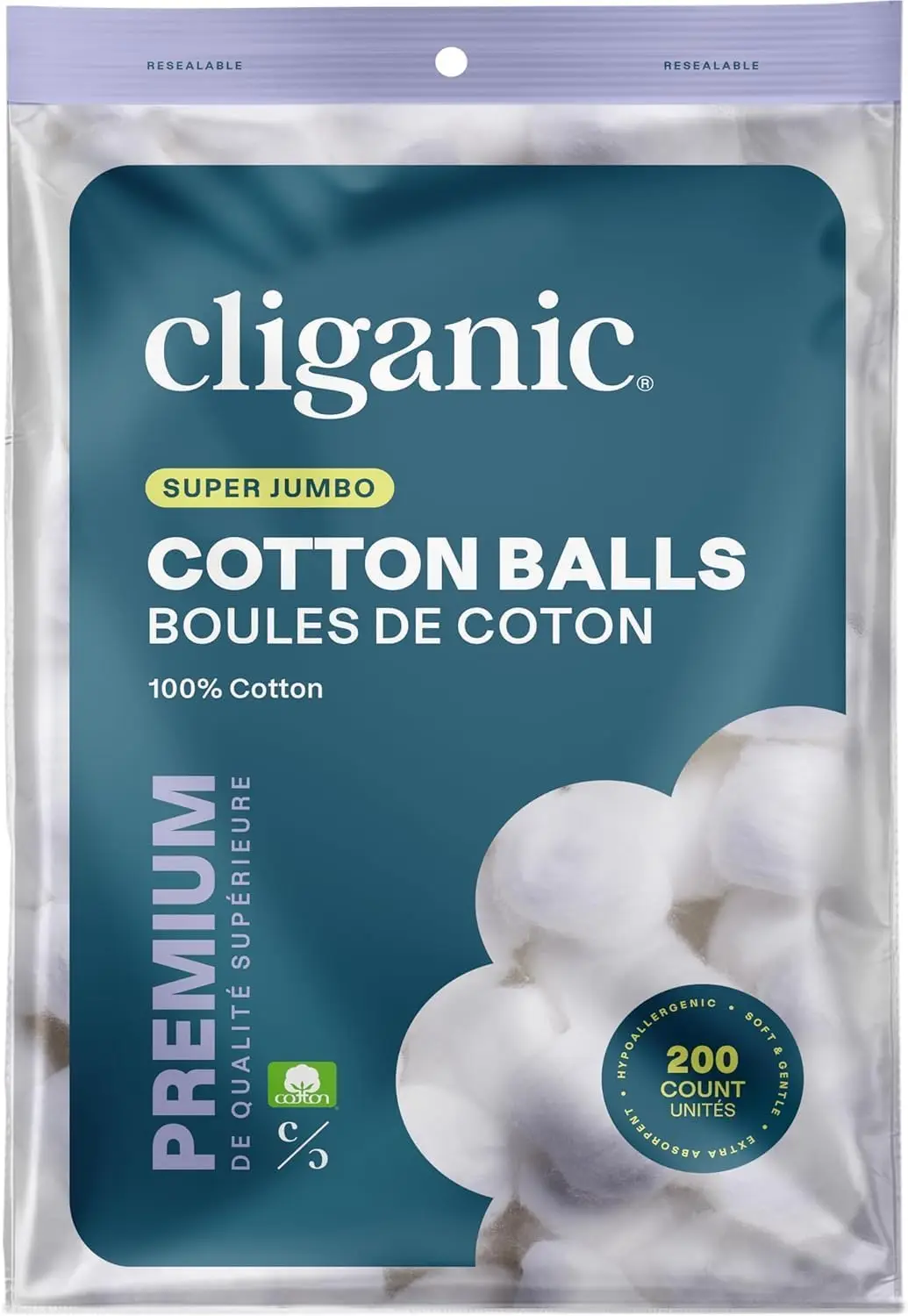 

Super Jumbo Hypoallergenic Cotton Balls 200 Count Extra Absorbent Large Size Pure White