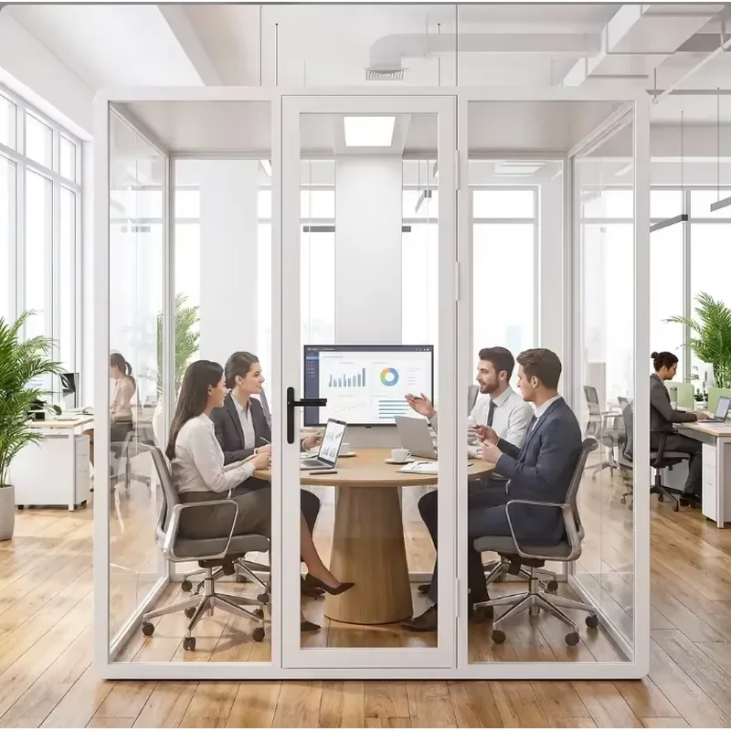for Conference Cabins Silent Work Booths Prefabricated Soundproof Rooms Large 1930mm Aerospace Aluminum Glass Enclosure for