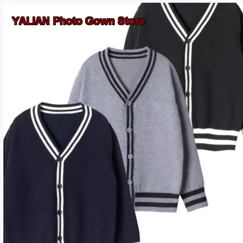 Girls V-Neck Knit Cardigan College Style Jacket for Middle School Students in Fall Kids Older Kids