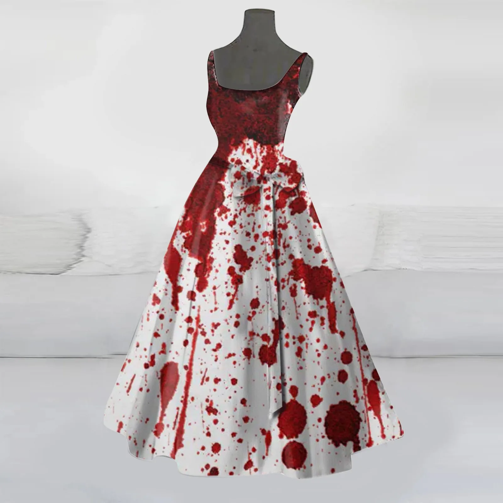 

Women’s Halloween Costumes Gothic Bloody Print Sleeveless Flared Dress Tunic Wedding Tunic Cocktail Party Dresses