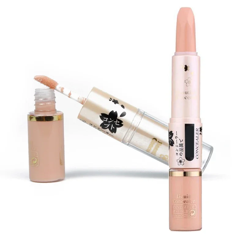 Full Coverage Liquid คอนซีลเลอร์ปากกา 2-Way Foundation Makeup - Dark Circles & Acne Treatment Stick สําหรับใบหน้า Eye Area