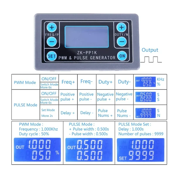 ZK-PP1K 1Hz-150KHz PWM Pulse Number Frequency Percentage Adjustable Module Square Wave Rectangular Wave Stepper Motor Controller