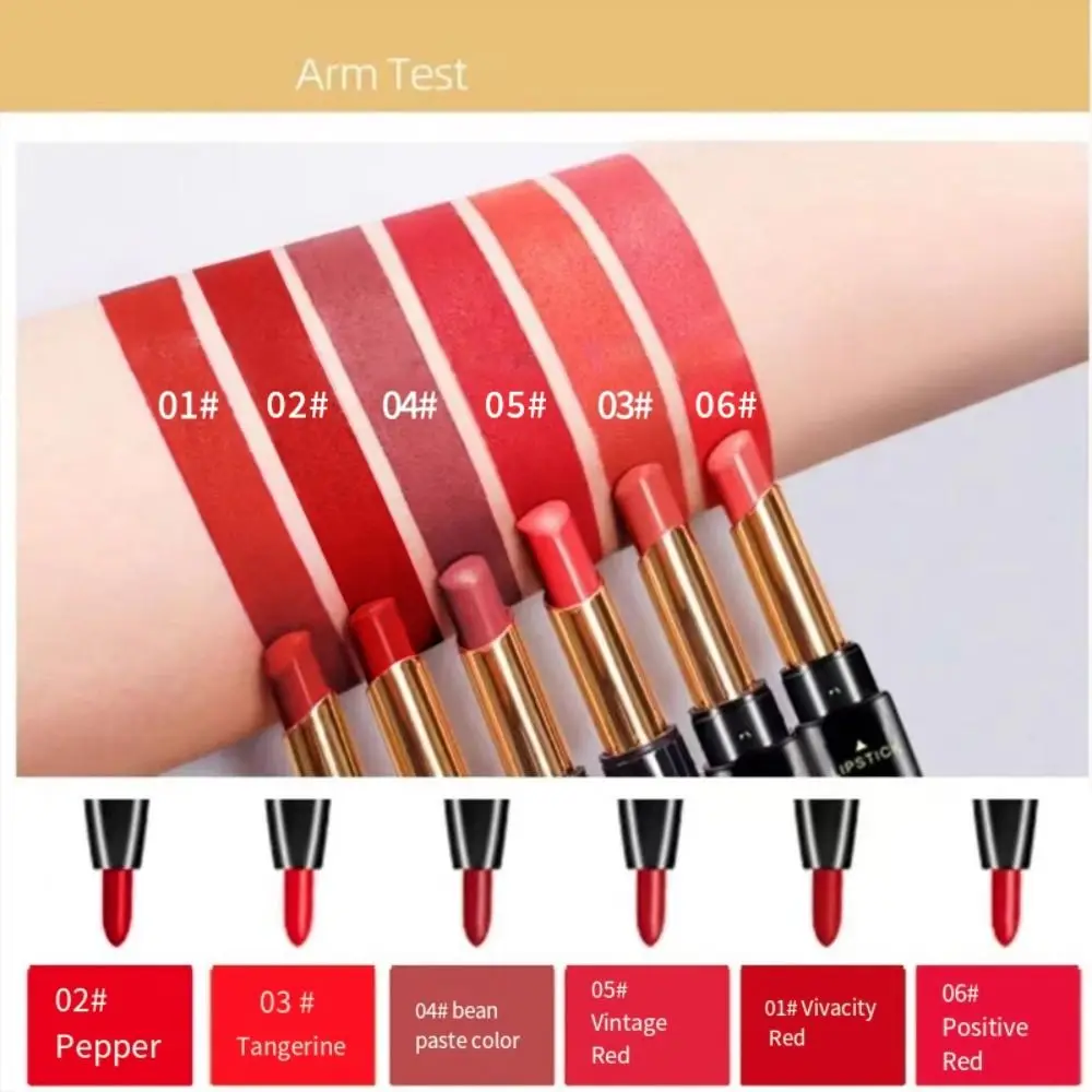 6 Colors Double Head Lip Liner Cosmetics Non-stick Cup 2 In 1 Lipstick Long Lasting Moisturize Velvet Lipliner Pencil