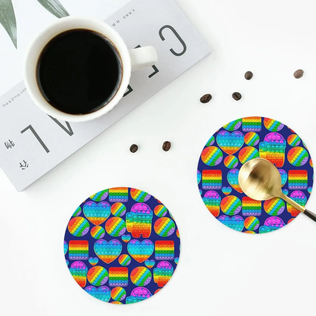 Popit Anti-Stress System Coasters Kitchen Placemats Waterproof Insulation Cup Coffee Mats For Decor Home Tableware Pads Set of 4