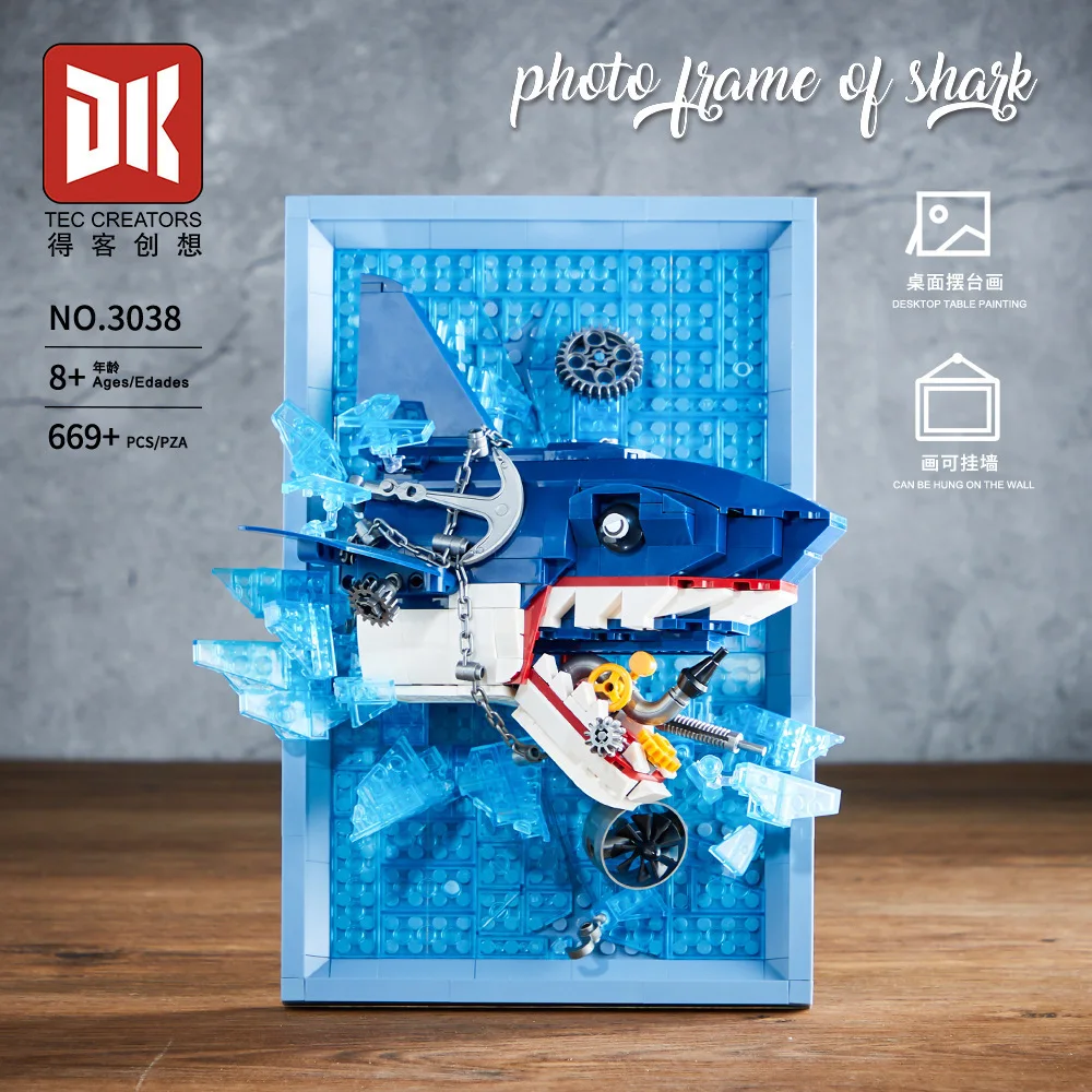 IN VOORRAAD Bewaarde Bloem Fotolijst Bouwstenen Model Zonnebloem Leeuw Haai Bakstenen DIY Kinderspeelgoed Kerstcadeau Set