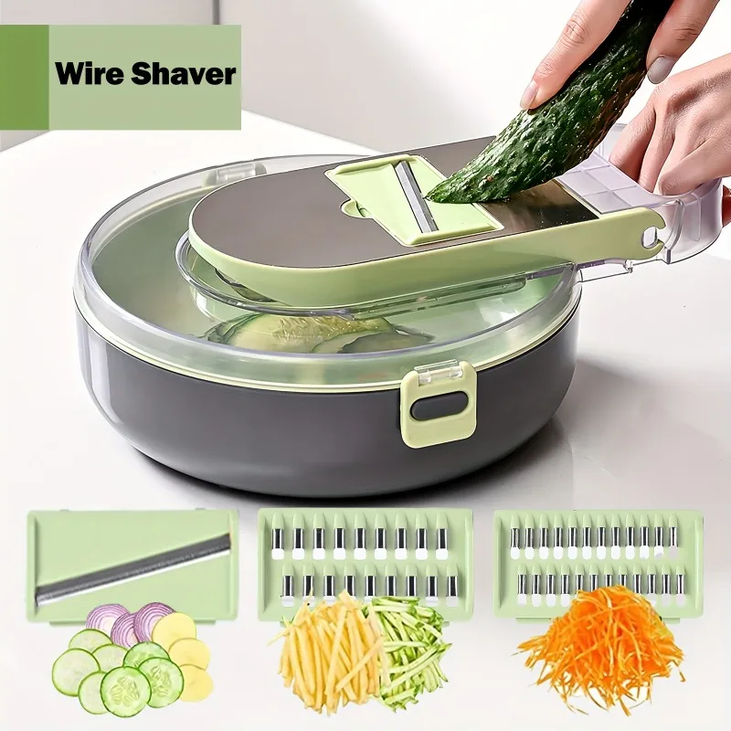 Vegetable Chopper Spiralizer Vegetable Slicer Onion Chopper with Container Pro Food Chopper Slicer Dicer Cutter Kitchen Gadgets