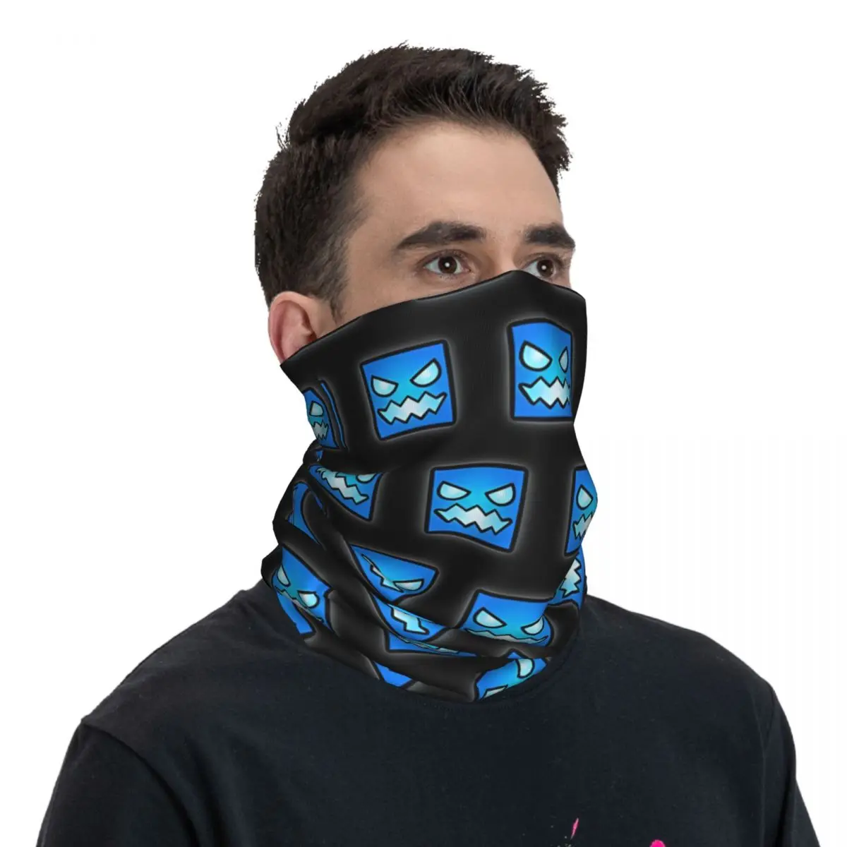 Écharpe de visage de jeu de géométrie imprimée pour adultes, vêtements de sauna multifonctionnels, cyclisme unisexe, bandana de motocross, cou, angry