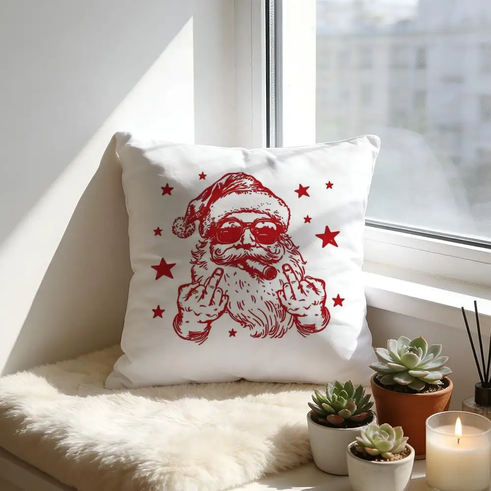 

Christmas Graphic Cushion Cover Cozy Velvet Throw Pillow,Soft Warm Cushion For Sofa & Bed