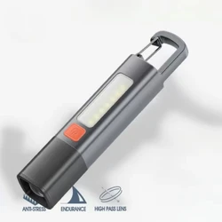 New Outdoor Mini Flashlight Portable Strong Lights Variable Focus with Floodlight Side Lamp Long Range Rechargeable Lamp