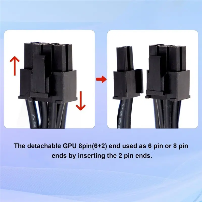 Classic-PSU 12 Pin Male To Pcie 8 Pin (6+2) Male GPU Power Adapter Cable PCIE 12Pin To 8Pin Power Cable For Be Quiet