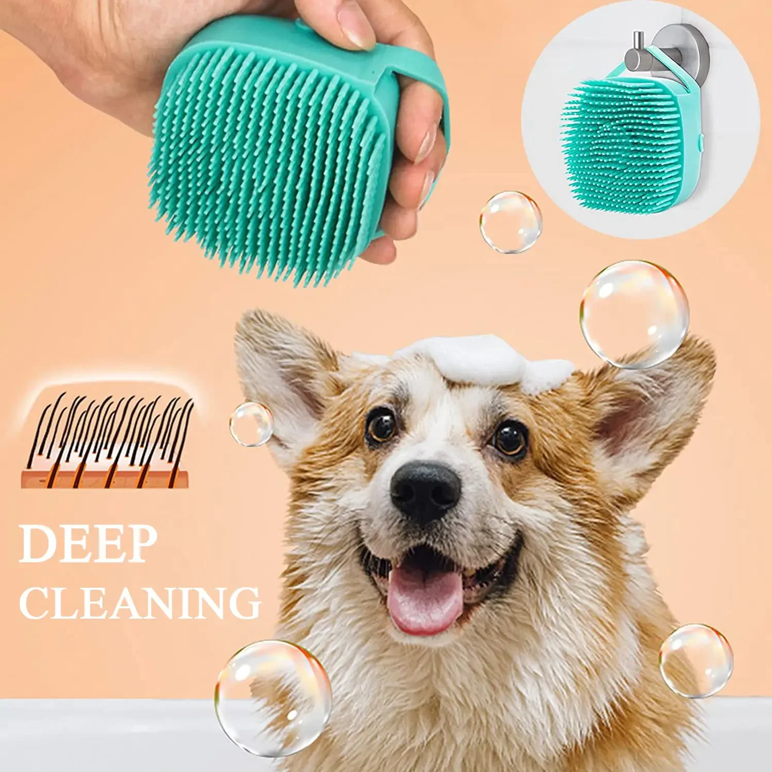 

Bathroom Puppy Big Dog Cat Bath Massage Gloves Brush Soft Safety Silicone Pet Accessories for Dogs Cats Tools Mascotas Products