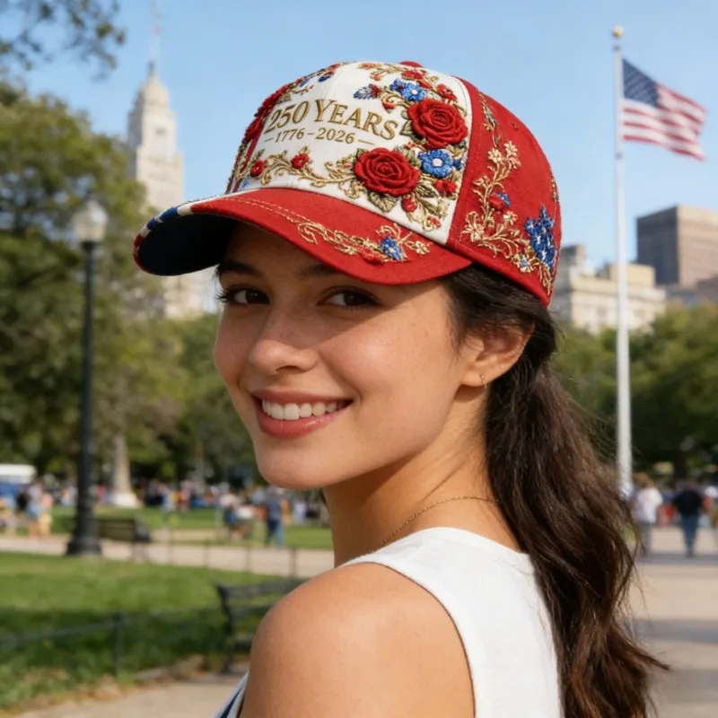 America's 250th Anniversary Rose 3D Printed Baseball Cap Women's Baseball Cap for Daily Travel and Independence Day Celebration