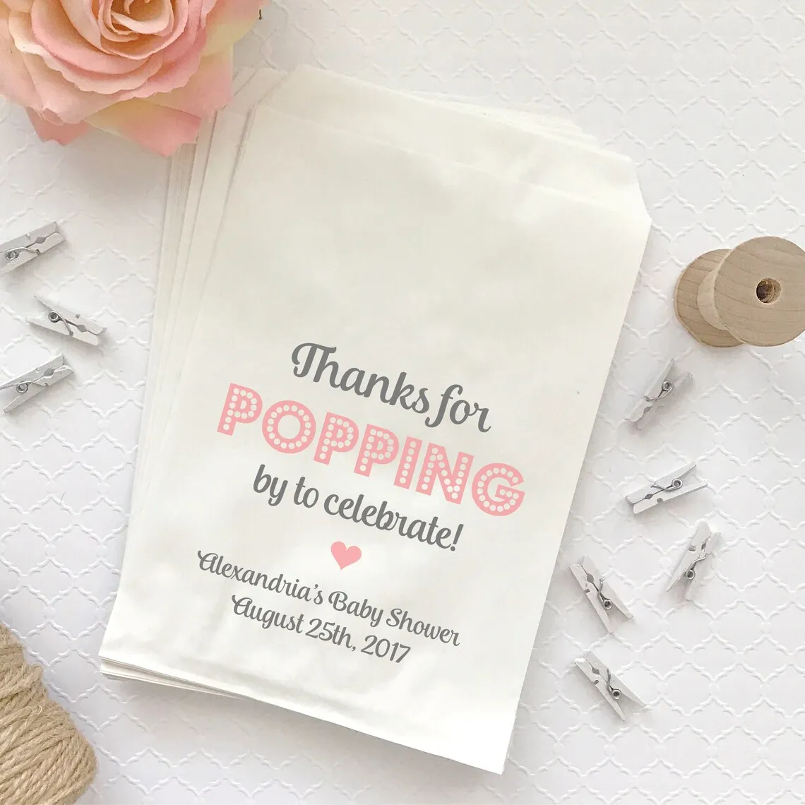 Thanks for popping by bags - Popcorn baby shower bags - Popcorn bags bridal shower