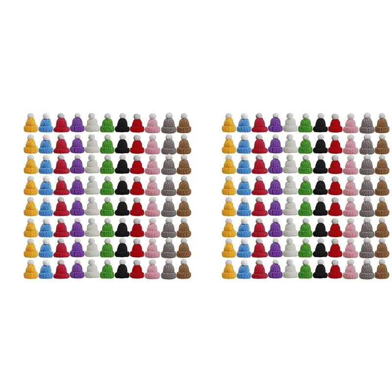 

ABUI-220PCS Mini Knitting Hats Christmas Mini Knitting Hats Mini Wool Hat For Christmas Ornaments DIY Art And Craft