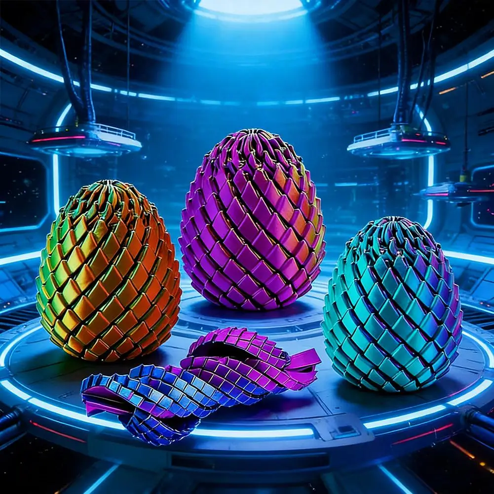 Funny 3D Printed Dragon Egg Spinning Fidget Toy Stress Relief Decompression Puzzle Figurine Fingertip Toy for Adults Kids Gifts