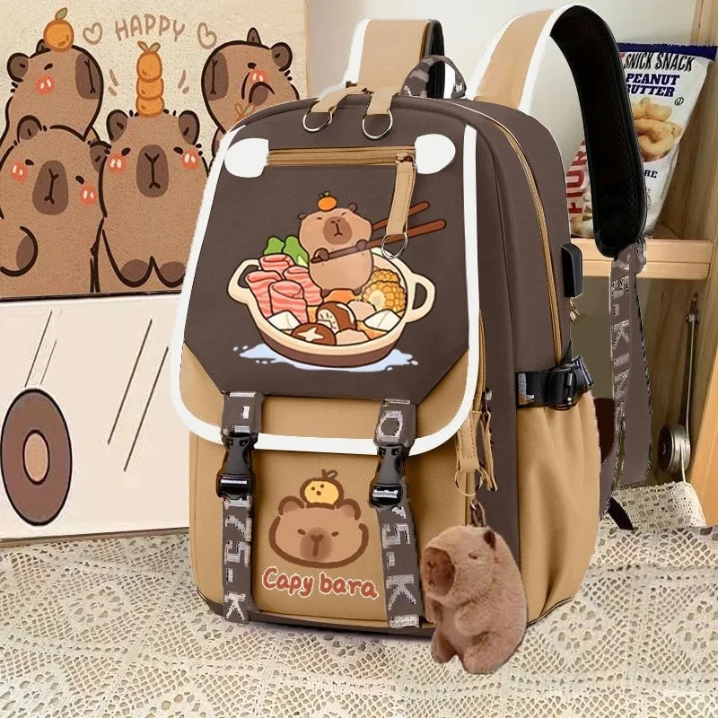 Capybara Backpack Cute Backpack Plush Schoolbag Cartoon Soft Funny Animal Large Capacity Stuffed Unisex Y2K Aesthetic Backpacks