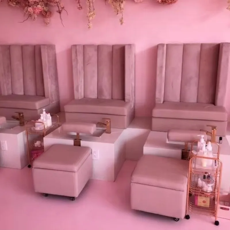 Luxury pink Salon Feet Style Cheap Pedicure Chairs Foot Spa Massage Pedicur Chair With Pump Drain
