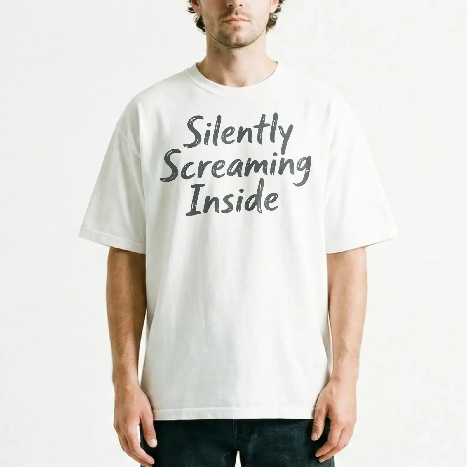 Introvert Silently Screaming Inside T Shirt Funny Humorous vintage Washed Casual Unisex Soft streetwear Breathable Stylish