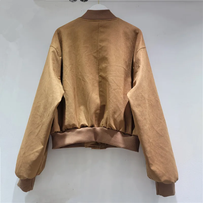 HKSH Autumn New Women Jacket Stand Collar Single Breasted Beaded Pockets Streetwear Stylish Vintage Fashion Casual Coats HK11551