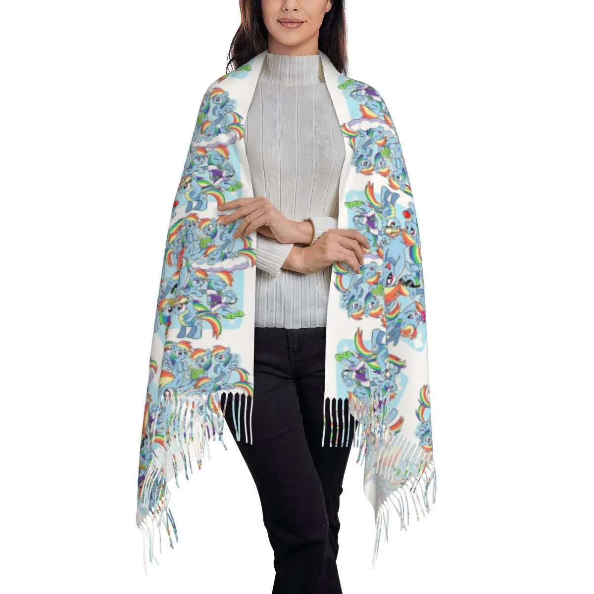 Every Rainbow Dash EVER Scarf Tassel Scarves for Women Soft Warm Shawls and Wraps Long Fall Winter Shawl Wrap