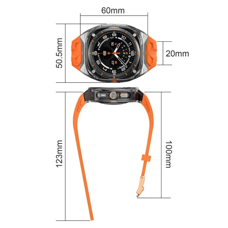 Military Case Band for Samsung Galaxy Watch Ultra 47mm Rugged Protective Cover Strap for Galaxy Watch 7 Ultra TPU Sport Bracelet