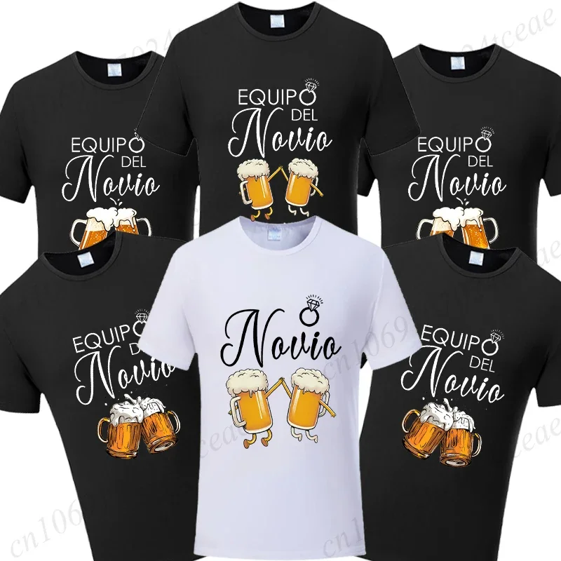 French Evg Team Married Groom Squad T-shirt Wedding Party Tees Future Groom Man Beer Graphic Tops Single Bachelor Party Tshirt