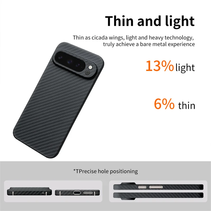 WONDRARISE Genuine Aramid Carbon Fiber Case for Google Pixel 9 Pro XL Shockproof, Ultra-Thin, Matte Cover With 1500D