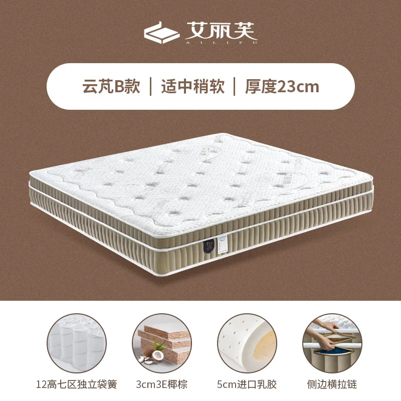 Colchão de látex Dunlop marrom Independent Spring Hard Ridge Protection Amarelo