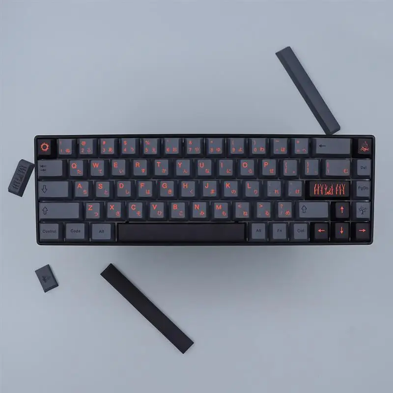 150 Keys Japanese Cherry profile Dye Sub Cinder Keycap Set PBT Grey on Black for GMK gh60 xd64 xd84 xd96 87 104 bm60 bm68