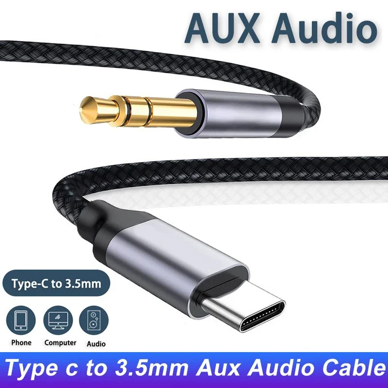 USB Type C to 3.5mm Aux Audio Cable for iPhone 15 Pro Plus Max Samsung S23 Oneplus Car Headphone Speaker 3.5 Jack Aux Cord Kabel