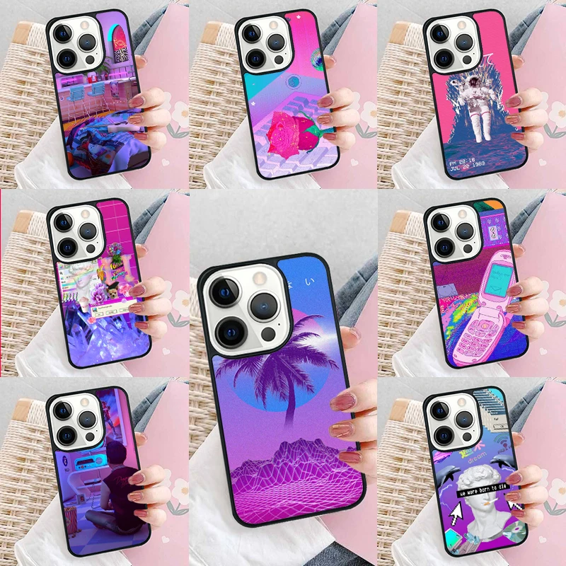 Vaporwave Aesthetic Trippy Capa Phone Case Cover For iPhone 16 15 14 plus XR XS 11 12 mini 13 pro max coque Shell