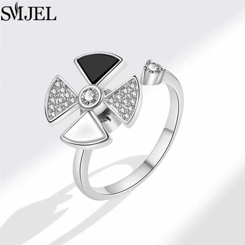 SMJEL Modischer Kirschblüten-Angstring, Fidget-Spinner-Ringe für Frauen, süße Katze, Biene, Hase, Schmetterling, drehbarer Ring, Hochzeitsgeschenk