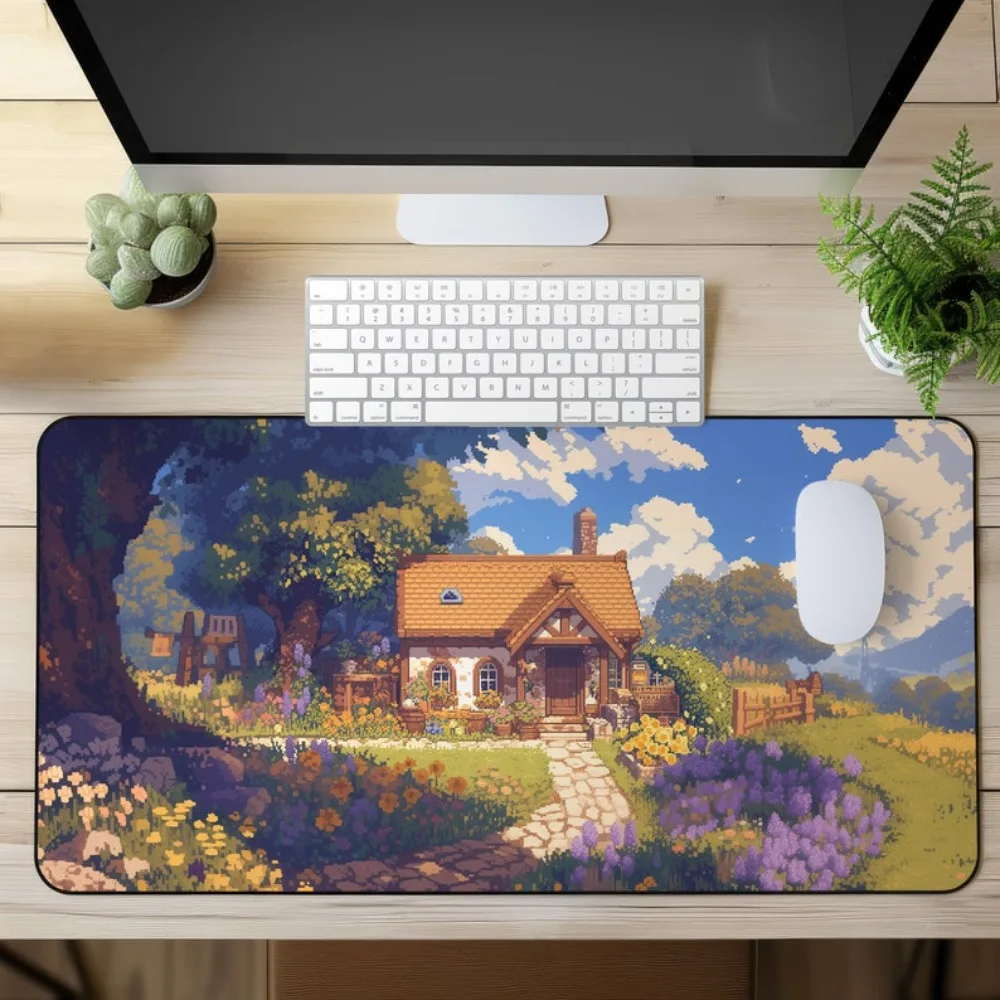 Tapis de bureau esthétique - Tapis de souris confortables au design pixel art, accessoires de bureau, organiseurs de bureau et plateaux.