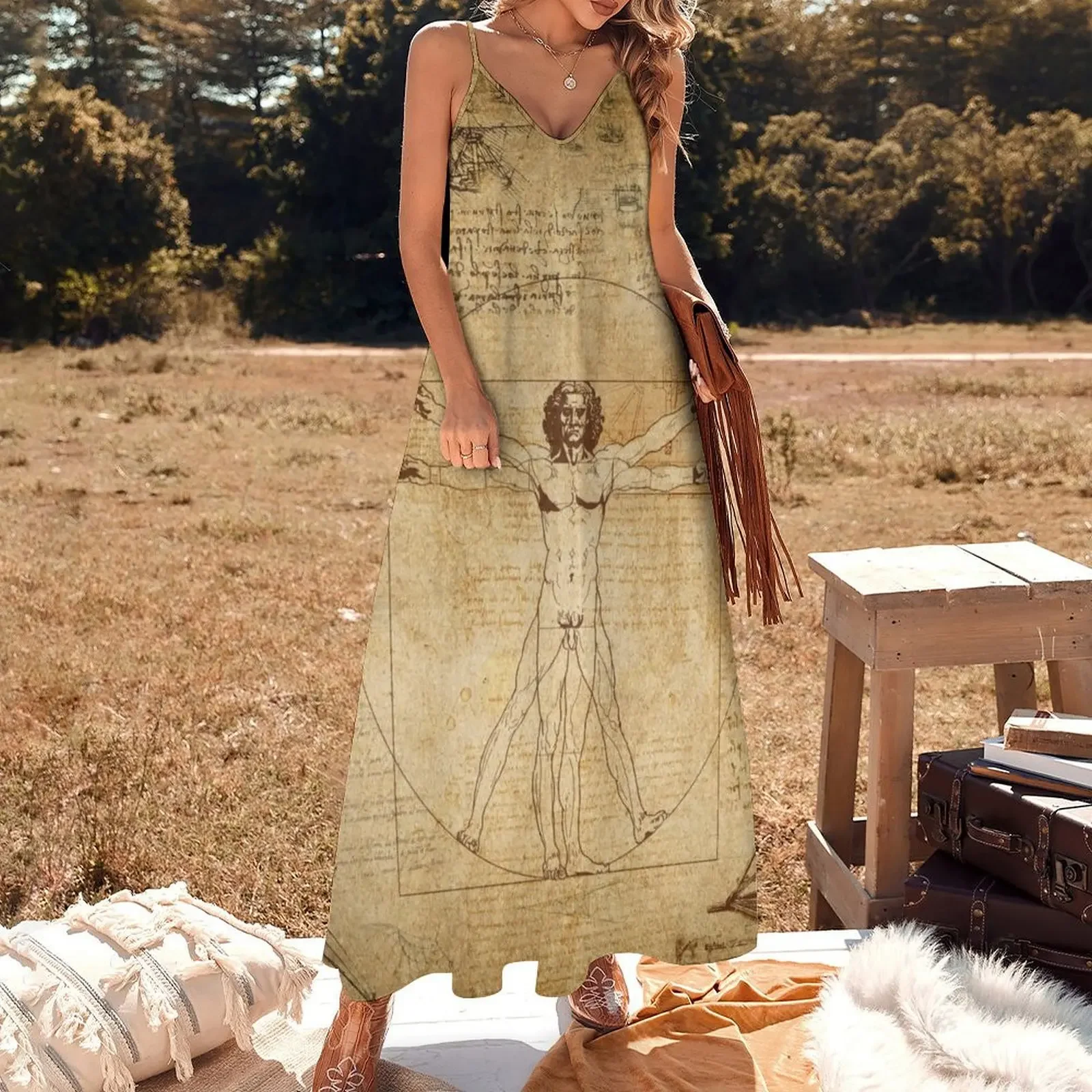 Leonardo da Vinci The Vitruvian Man (edited) Sleeveless Dress dresses for woman chic and elegant evening dress Dress