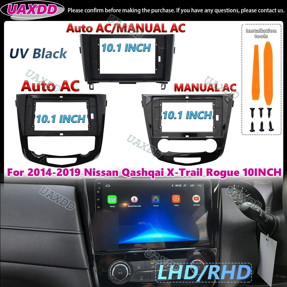 UAXDD para 2014-2019 Nissan Qashqai x-trail Rogue 10 pulgadas Kit de marco Android reproductor multimedia tablero 2 Din cable adaptador de coche CD
