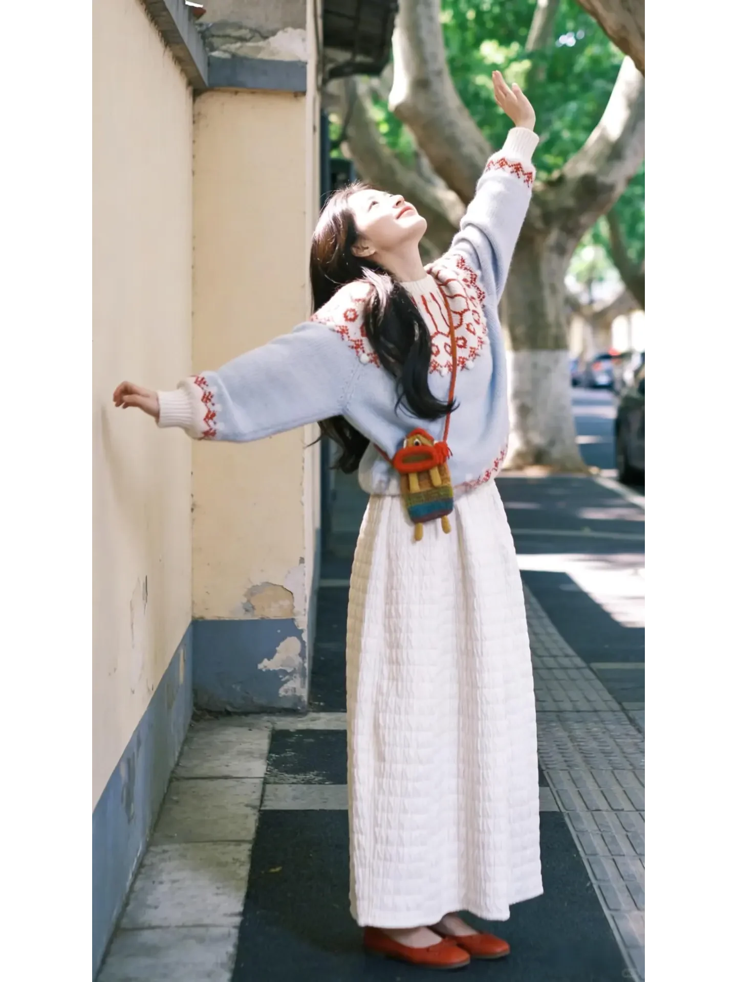 

Faionable Color Blo Set Women's Spring New High Waist Skirt And Top Two-Piece Suit Casual Sle Long Sve round Ne