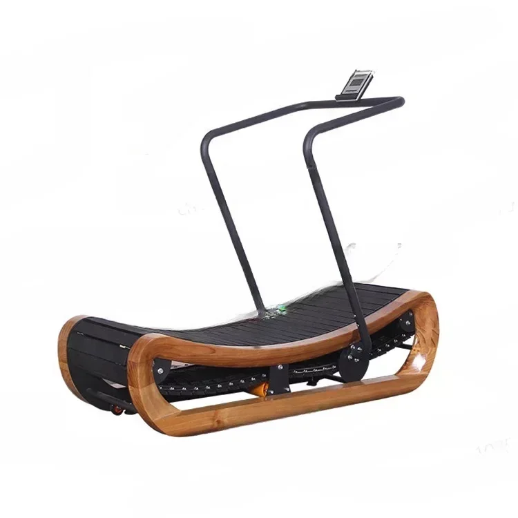 

Household Fitness Treadmill No Motor No Power Wooden Manual Curved Treadmill