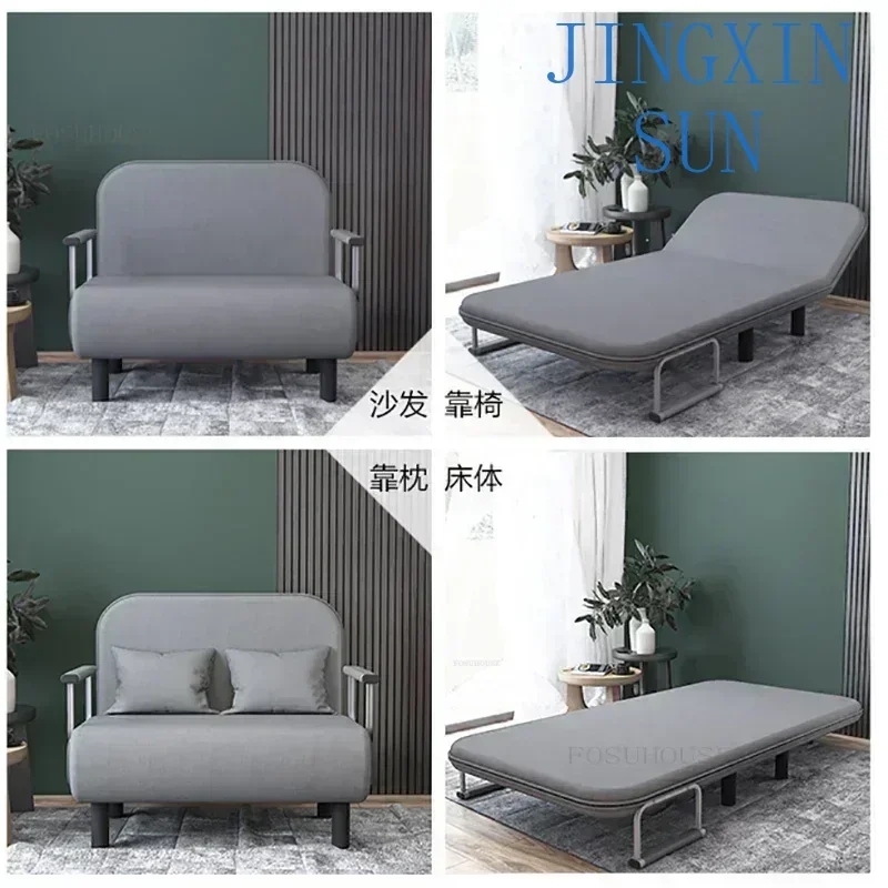 Small Apartment Single Folding Beds Modern Simple Multi-functional Living Room Sofas Double Fabric Living Room Study Office Sofa