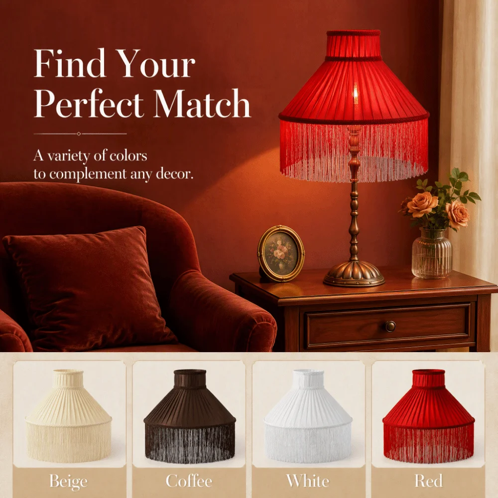 20CM 25CM 30CM Fabric Lampshade European-style Vintage Style Tassels E27 Lampshade Premium Feel Easy To Replace Retro Lampshade