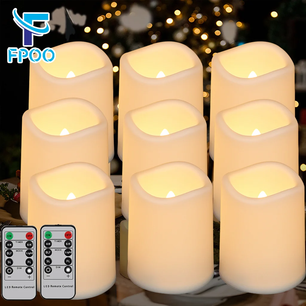 

FPOO-Flameless LED Candles, Remote Control, Battery Operated, Home Decoration, Cylindrical Night Light, Timed, Sleep Candle Lamp