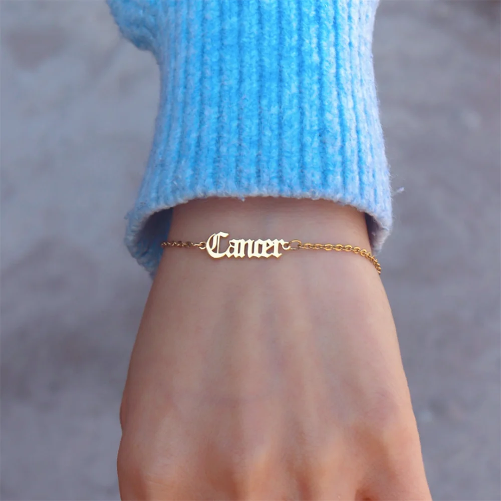 Fashion Constellation Bracelets Women Stainless Steel Jewelry Pisces Virgo Libra Sagittarius 12 Zodiac Signs Bracelets Gift