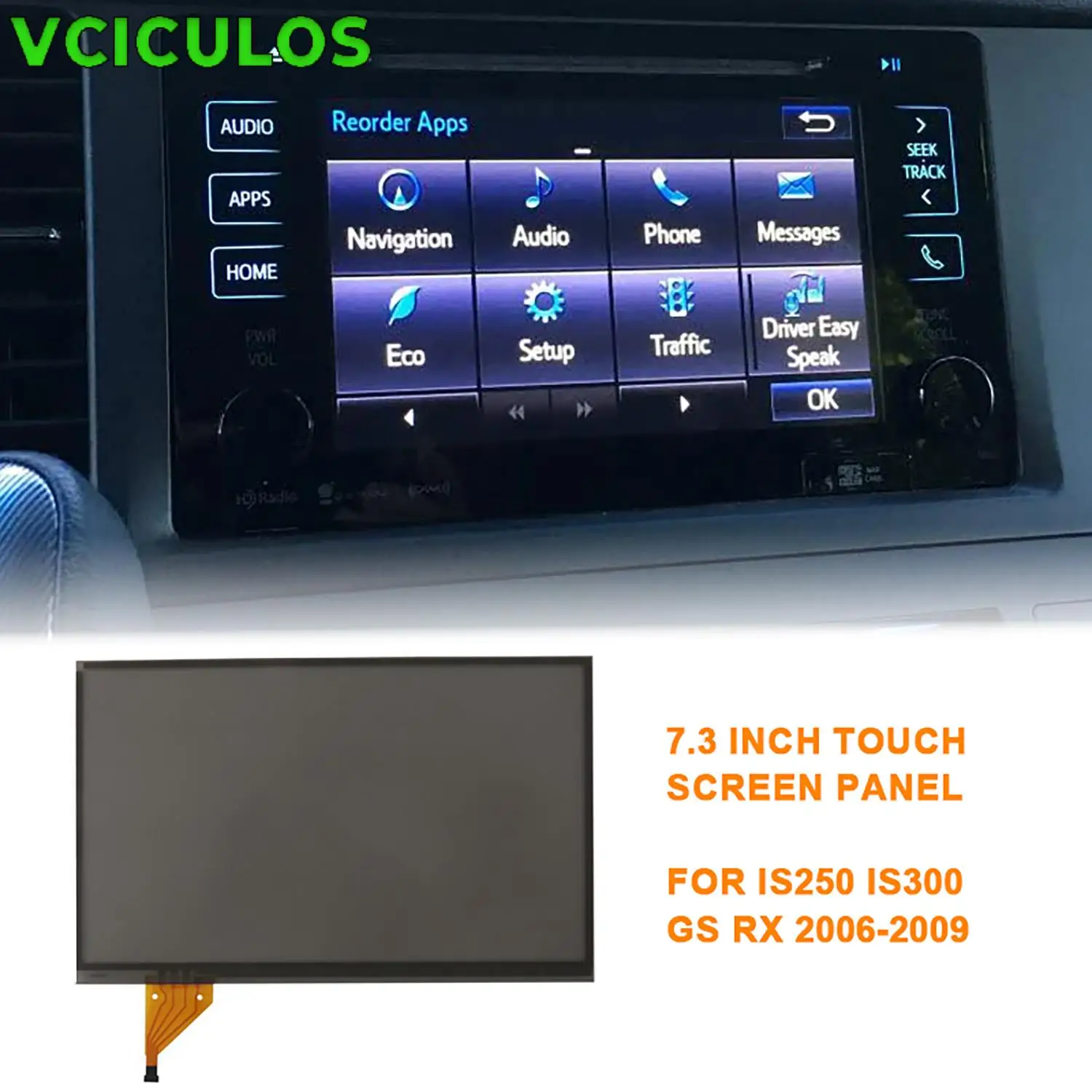 

7,3-дюймовый 4-контактный резистивный сенсорный ЖК-экран приборной панели LTA070B511F LTA070B510F для Lexus IS250 IS300 IS350 автомобильные аксессуары для интерьера